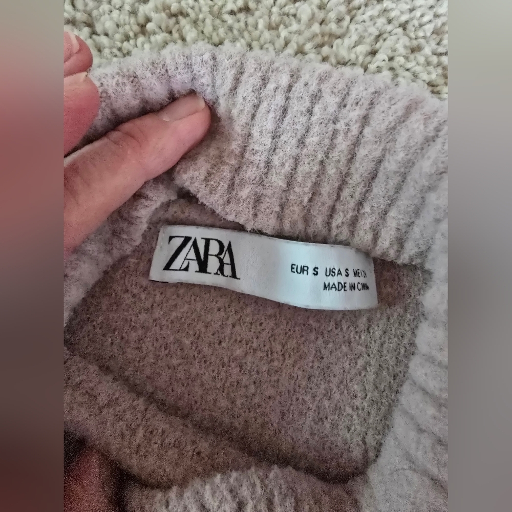 Zara Size Small Mock neck Womens Blush Pink Soft Sweater - Picture 5 of 6